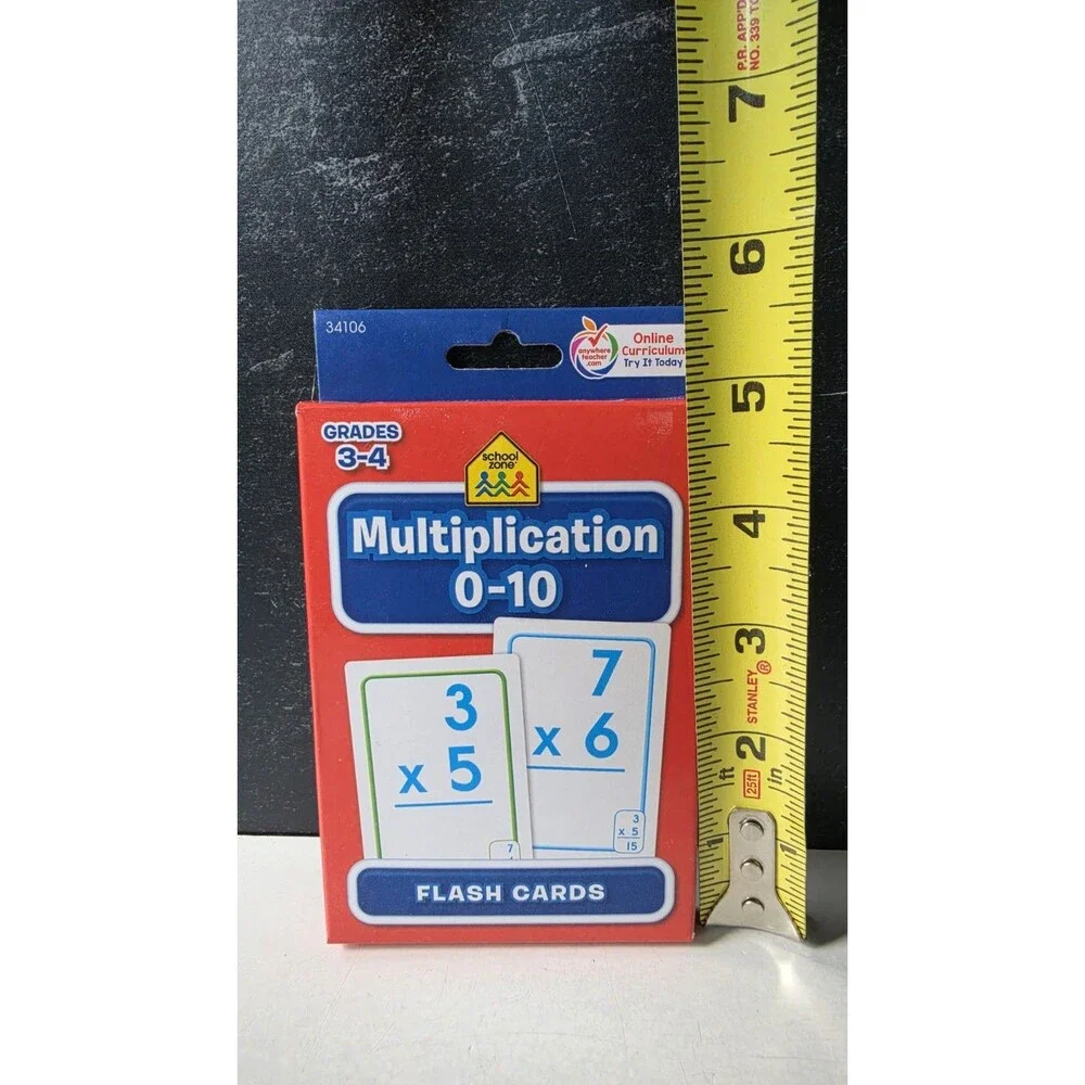 School Zone Multiplication 0-10 Flash Cards Grade 3-4; 34 Problem Card+1 Parent